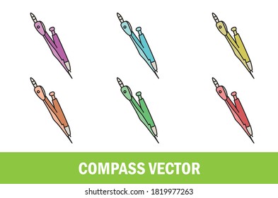 Colorful compass geometric vector for designer.