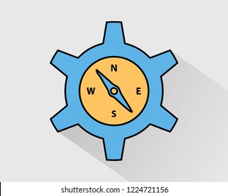 Colorful Compass Icon in gray Background