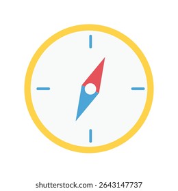 Colorful compass vector for map, travel, or orientation graphic in flat design
