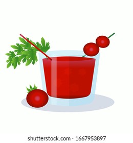 Colorful composition, cocktail drink Bloody Mary in vector design. Graphic illustration of beverage isolated on white background. For menu, bar, nightclub. 
