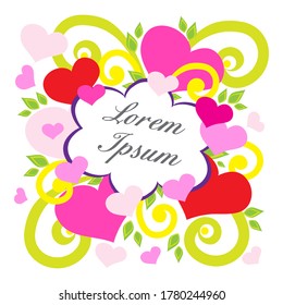 Colorful composition of hearts with plants for texting