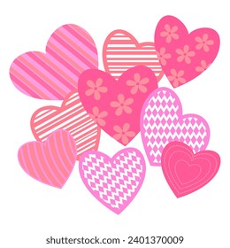 Colorful composition of hearts, Valentine's Day decoration, vector template for greeting card, banner.