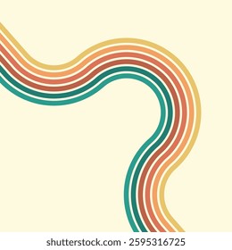Colorful composition of parallel colored lines in the style of the 70s-80s. Abstract background for creative design

