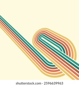 Colorful composition of parallel colored lines in the style of the 70s-80s. Abstract background for creative design
