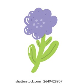 Colorful composition in stylized spring bloom with blue daisy flower. This vector illustration conveys the harmony of nature and is perfect for gardening themes, wall art or floral branding.