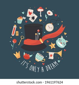 Colorful compositions and characters   symbols fairy tale  Vector design  illustration