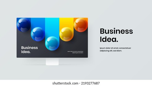 Colorful computer display mockup web banner layout. Modern site vector design concept.