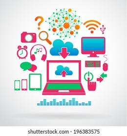 Colorful Computer and Internet icons set, Vector eps10