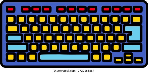 Ícone colorido do teclado do computador para digitação e entrada de dados