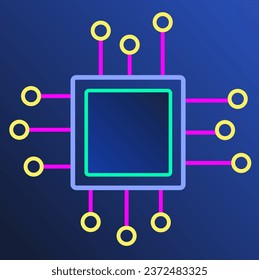 Colorful computer microchip vector icon 