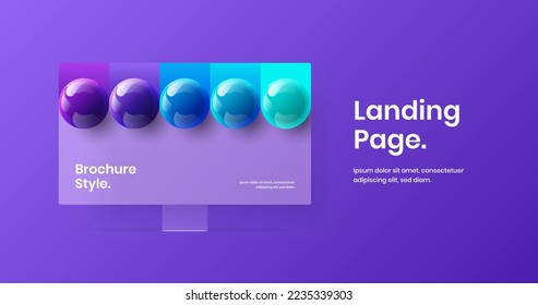 Colorful computer monitor mockup banner layout. Amazing website screen vector design concept.