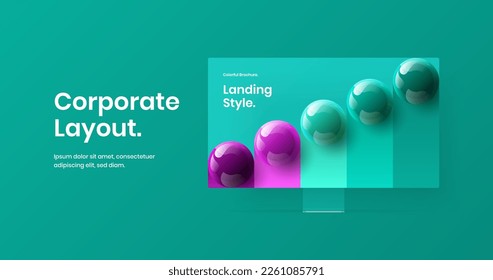Colorful computer monitor mockup site illustration. Simple banner design vector layout.