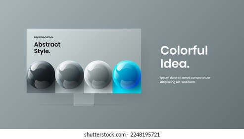 Colorful computer monitor mockup website layout. Modern banner vector design concept.