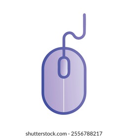 Colorful computer mouse symbol design with a bold outline. Modern vector illustration of a tech mouse icon on a clean white background, highlighting sleek and vibrant colors.