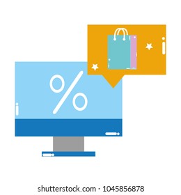 colorful computer screen with percent and chat bubble