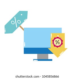colorful computer screen technology with arrow and tag percent