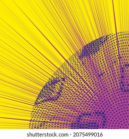 Farbiger, konzentrischer Hintergrund. Schliffpunktschablonen mit verblasster Bildschirmabdeckung. Abstrakter bunter Hintergrund. Moderne Pixelmosaik-Design, Vektorgrafik. Plakatvorlage oder Flyer-Vorlage. 