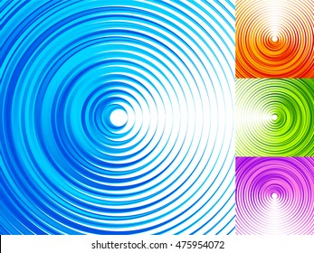 Colorful concentric circle elements. 4 bright, vivid, vibrant colors