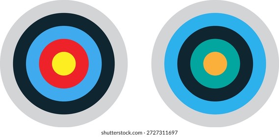 Iconos coloridos del objetivo del círculo concéntrico para el logro de la meta y el éxito del marketing empresarial