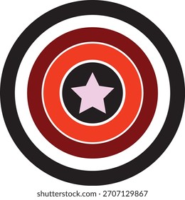 Blanco de círculo concéntrico colorido con una estrella rosa.
