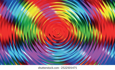 Círculo de neón concéntrico colorido. Fondo de remolino RGB multicolor. Círculo mágico abstracto futurista de neón. Ilustración en espiral. Patrón ondulado. Ilustración vectorial.