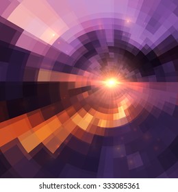 Colorful concentric shining mosaic vector abstract background