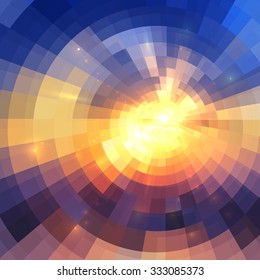 Colorful concentric shining mosaic vector abstract background