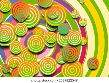 Colorful concept geometric abstract background with circles and rings. Vector modern design