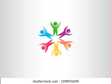 colorful concept group of people vector logo design