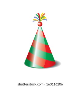 Colorful Cone Birthday Party Hat In 3d Cartoon Vector