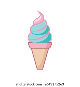 Colorful Cone Ice Cream Vector on White Background 