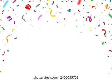 Colorful confetti arc on white background. Vector