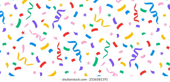 Colorful confetti background, celebration ribbon pattern