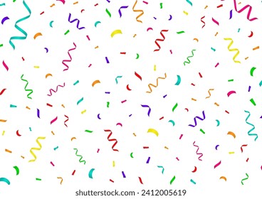 Colorful Confetti Background. Falling Confetti for Party, Birthday, Celebration or Anniversary. Vector Illustration on White Background. 