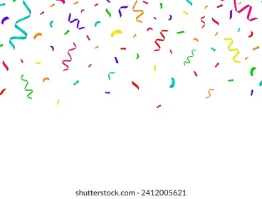 Colorful Confetti Background. Falling Confetti for Party, Birthday, Celebration or Anniversary. Vector Illustration on White Background. 