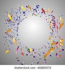 Colorful confetti background. Many falling tiny confetti pieces use for Happy Birthday,Christmas,Anniversary,Celebrate banner and Party flags with copy space your text design.Illustration vector eps10