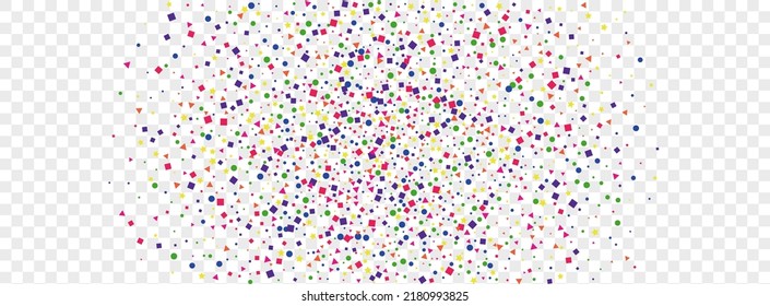 Colorful Confetti Background Transparent Vector. Circle Paper Card. Rainbow Celebrate. Multicolored Round Holiday. Element Transparent Template.