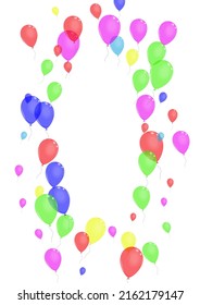 Colorful Confetti Background White Vector. Ballon Light Card. Pink Graphic. Bright Helium. Air Festival Template.