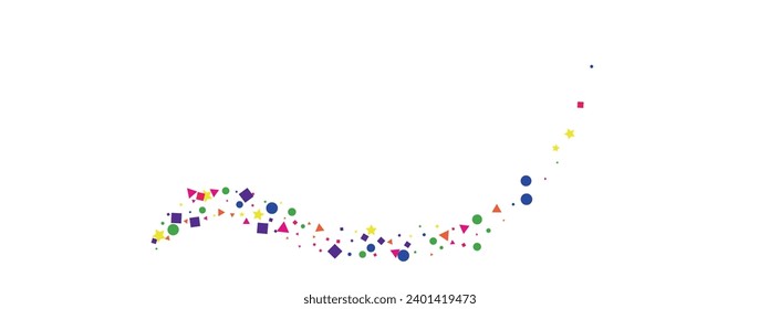 Colorful Confetti Background White Vector. Round Graphic Design. Bright Festive. Multicolored Element Anniversary. Polka Holiday Frame.