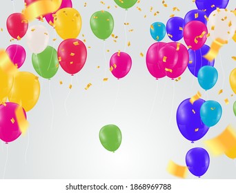 Colorful confetti and balls isolated. Festive background vector. Happy Birthday. Holiday.