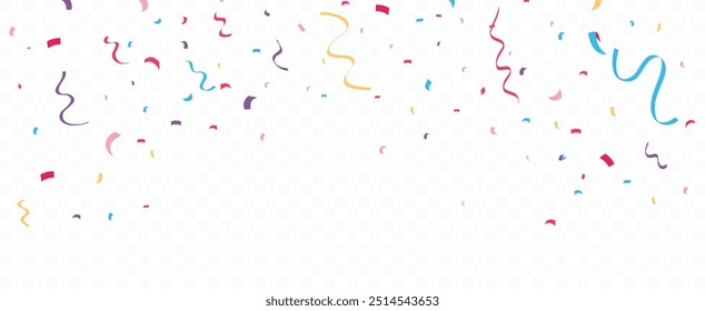 Colorful confetti banner on transparent background