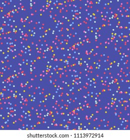 Colorful confetti blue seamless vector pattern.