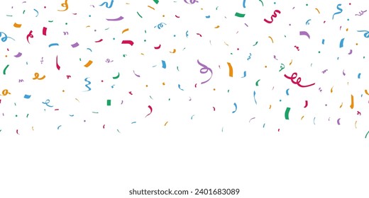 Colorful confetti border frame seamless pattern. for a birthday party, new year or an event celebration invitation or decor