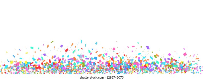 Colorful confetti border on white background
