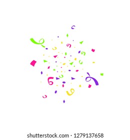 Colorful confetti burst isolated on white background. Festive template. Vector illustration of falling particles for holydays design
