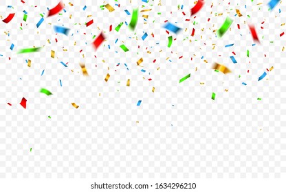 Colorful confetti. Celebration carnival falling shiny glitter confetti. Luxury greeting card. Vector illustration.