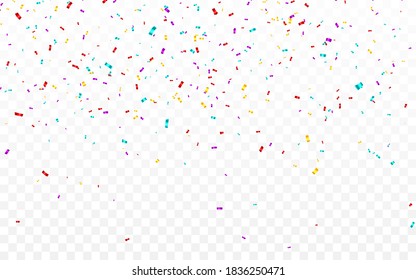 Colorful confetti. Celebration carnival falling shiny glitter confetti. Luxury greeting card. Vector illustration.