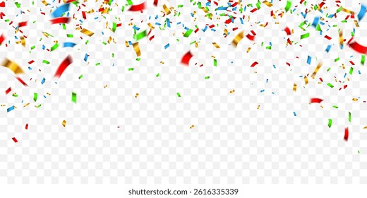 Colorful confetti. Celebration carnival falling shiny glitter confetti. Luxury greeting card. Vector illustration.