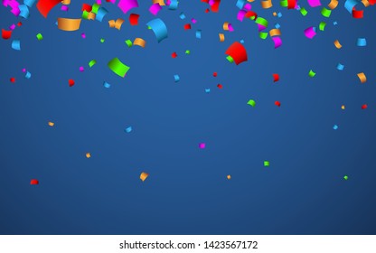 Colorful confetti. Celebration carnival ribbons. Luxury greeting card. Vector illustration.