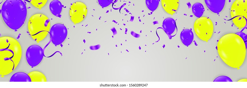 Colorful confetti Celebration carnival ribbons and Happy Birthday balloons Colorful celebration background